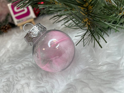 Set globuri de Craciun Inedit, 24 bucati, 5cm, transparente si roz pal