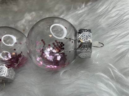 Set globuri de Craciun Inedit, 24 bucati, 5cm, transparente si roz pal