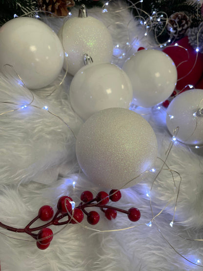 Set globuri de Craciun, 20 bucati, 8cm, alb perlat