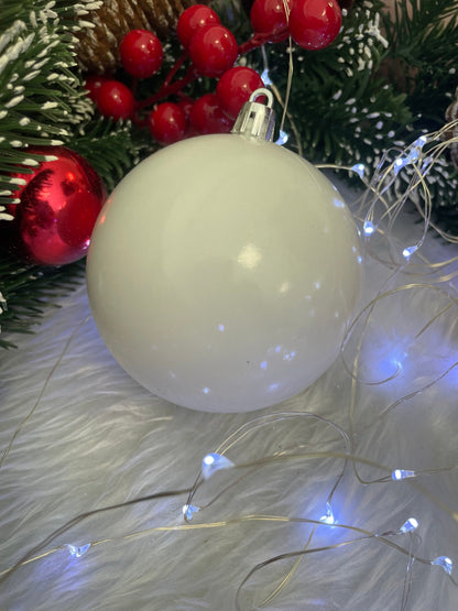 Set globuri de Craciun, 20 bucati, 8cm, alb perlat