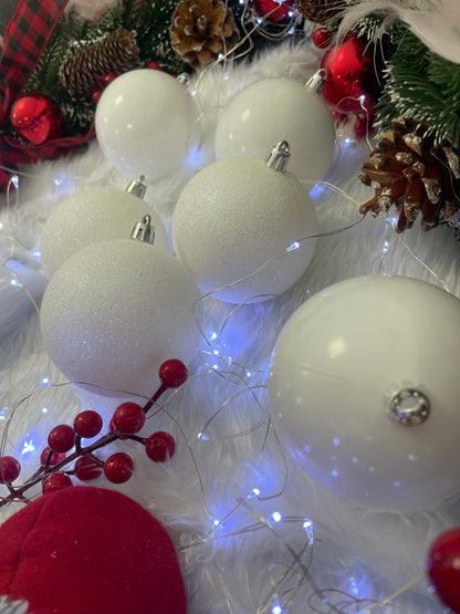 Set globuri de Craciun, 20 bucati, 8cm, alb perlat