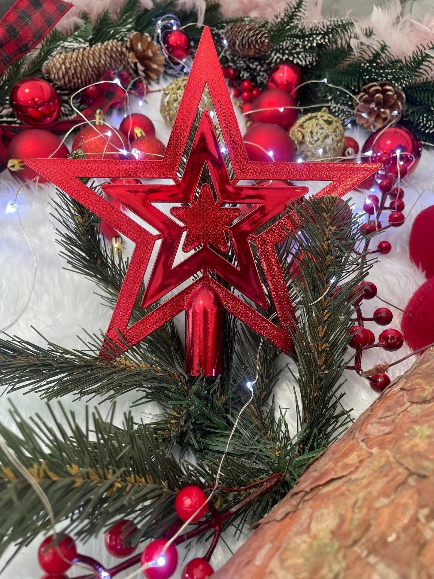 Set globuri de Craciun, 100 bucati, 3-6cm, rosu auriu