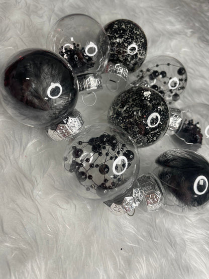 Set globuri de Craciun Inedit, 24 bucati, 5cm, transparente cu interior negru