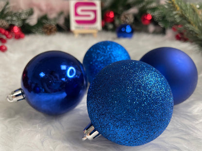 Set globuri de Craciun, 30 bucati, 3 modele, 6cm, albastru