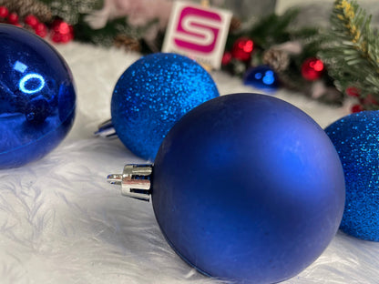 Set globuri de Craciun, 30 bucati, 3 modele, 6cm, albastru
