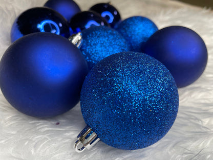Set globuri de Craciun, 30 bucati, 3 modele, 6cm, albastru