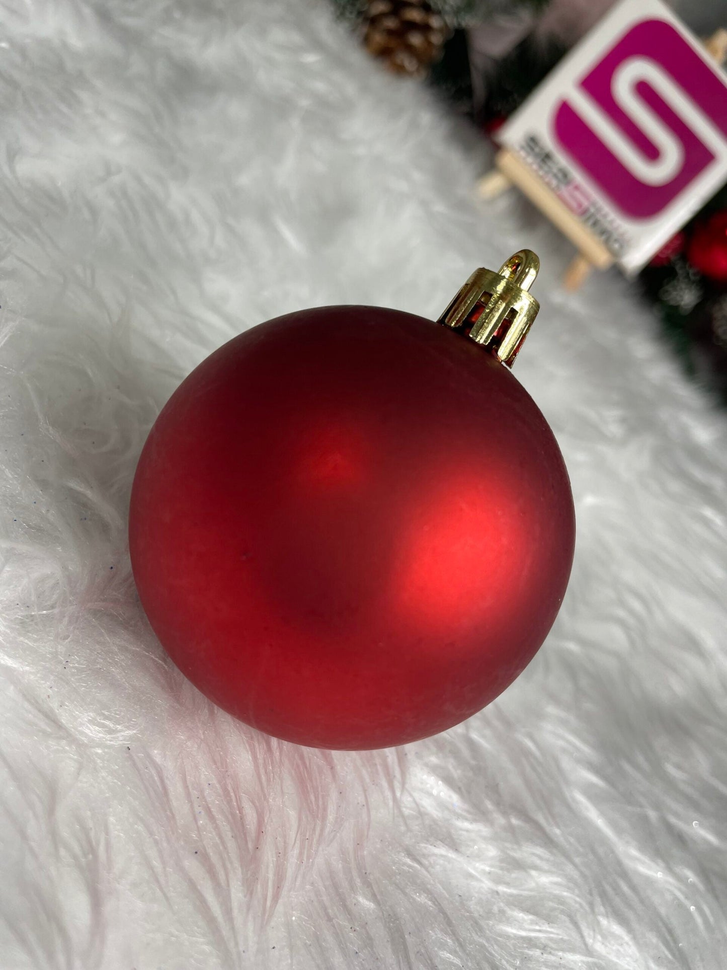 Set globuri de Craciun, 30 bucati, 3 modele, 6cm, rosu