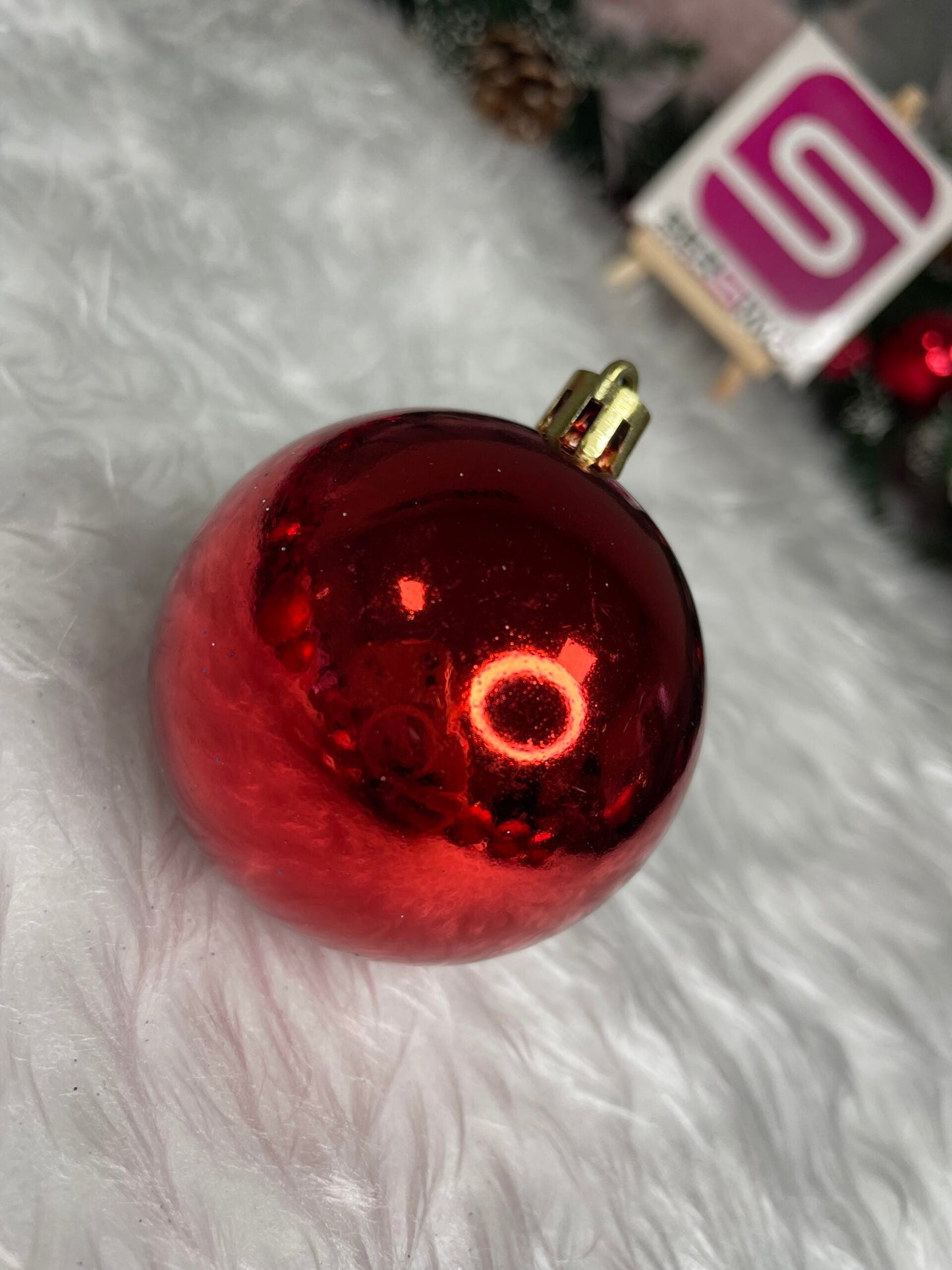 Set globuri de Craciun, 30 bucati, 3 modele, 6cm, rosu