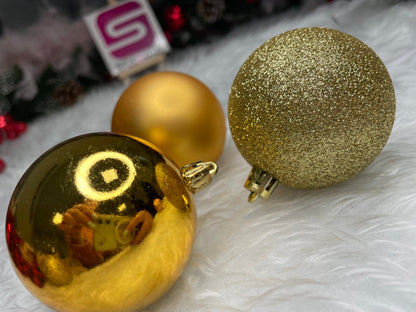 Set globuri de Craciun, 30 bucati, 3 modele, 6cm, auriu