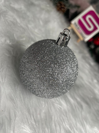 Set globuri de Craciun, 30 bucati, 3 modele, 6cm, argintiu