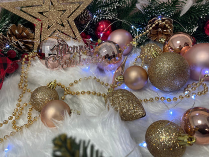 Set globuri si decoratiuni de Craciun, 51 piese, diverse dimensiuni, roz