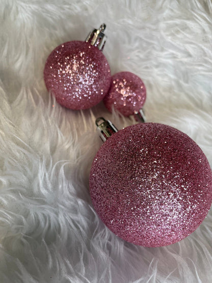 Set globuri de Craciun, 100 bucati, 3-6cm, roz