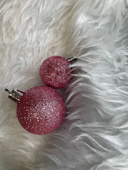 Set globuri de Craciun, 100 bucati, 3-6cm, roz