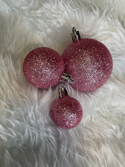 Set globuri de Craciun, 100 bucati, 3-6cm, roz