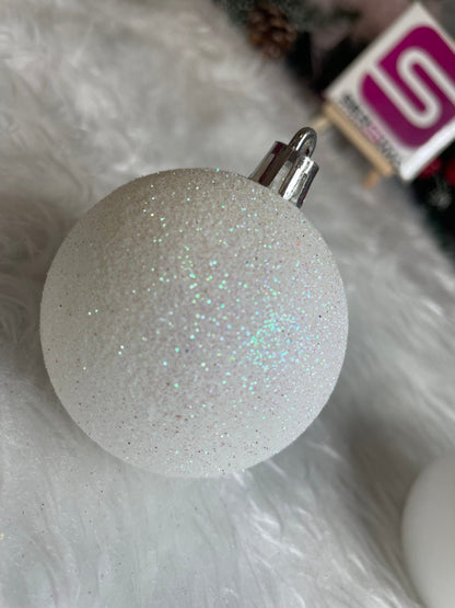 Set globuri de Craciun, 20 bucati, 6cm, alb perlat