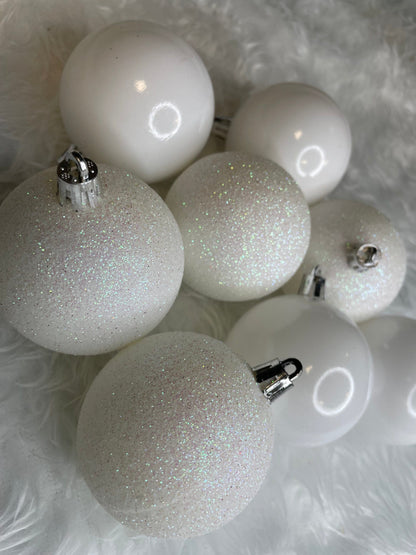 Set globuri de Craciun, 20 bucati, 6cm, alb perlat