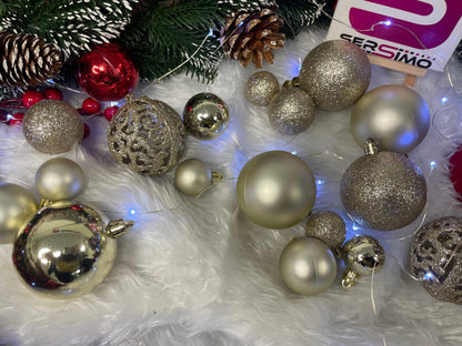 Set globuri de Craciun, 100 bucati, 3-6cm, auriu