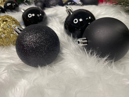 Set globuri de Craciun, 100 bucati, 3-6cm, negru auriu
