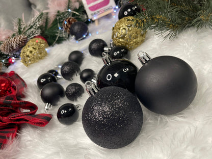 Set globuri de Craciun, 100 bucati, 3-6cm, negru auriu