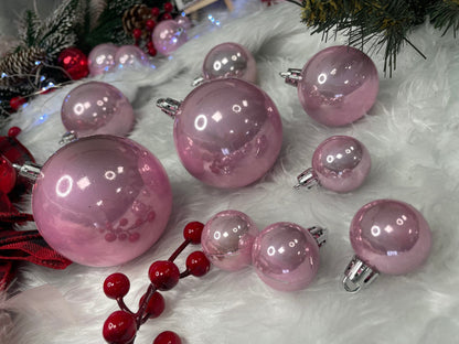 Set globuri de Craciun, 37 bucati, 3-8cm, roz