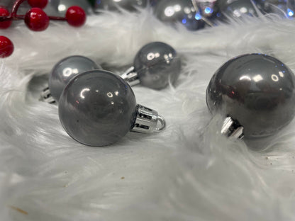 Set globuri de Craciun, 37 bucati, 3-8cm, argintiu