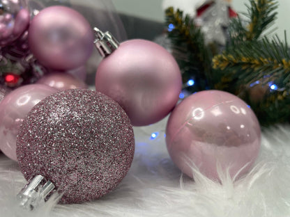 Set globuri de Craciun, 30 bucati, 5cm, roz
