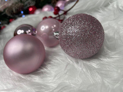 Set globuri de Craciun, 30 bucati, 5cm, roz