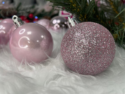 Set globuri de Craciun, 30 bucati, 5cm, roz