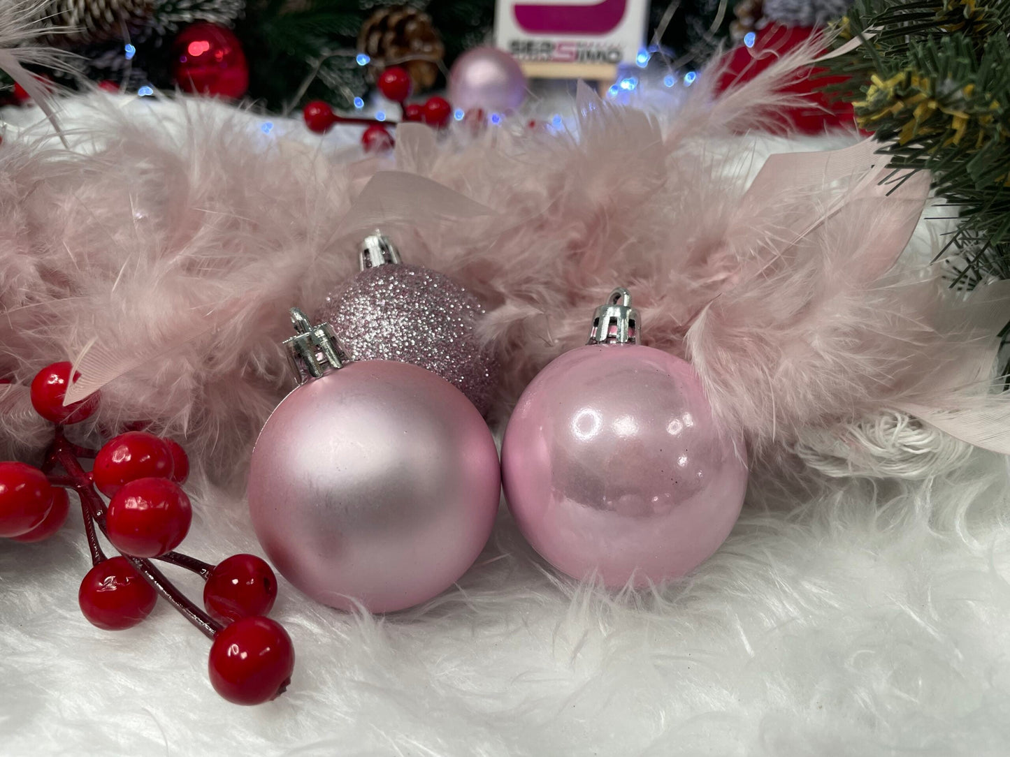 Set globuri de Craciun, 30 bucati, 5cm, roz