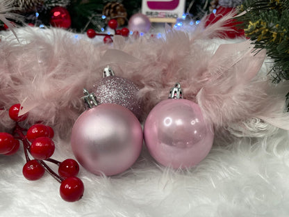 Set globuri de Craciun, 30 bucati, 5cm, roz