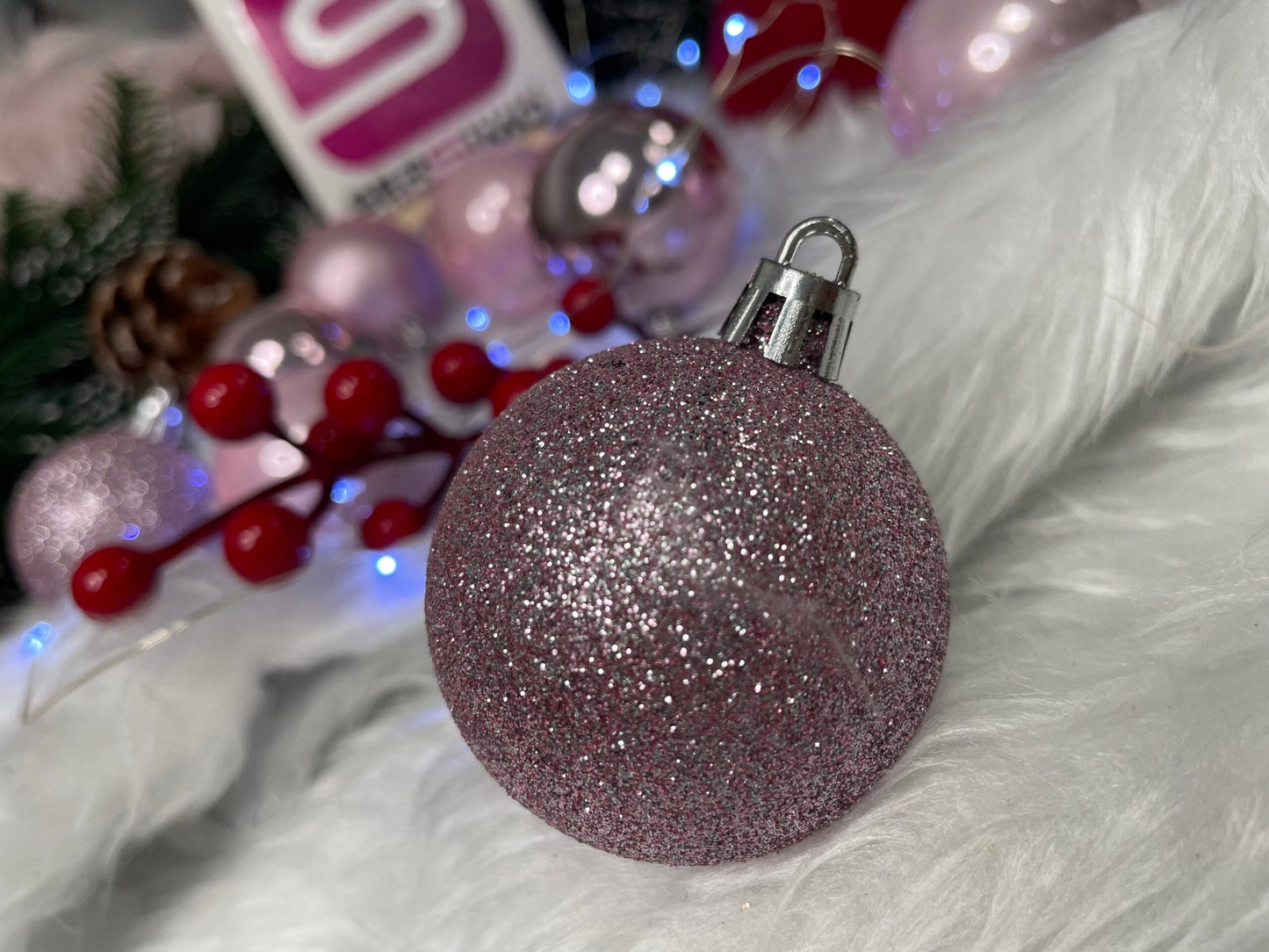 Set globuri de Craciun, 30 bucati, 5cm, roz