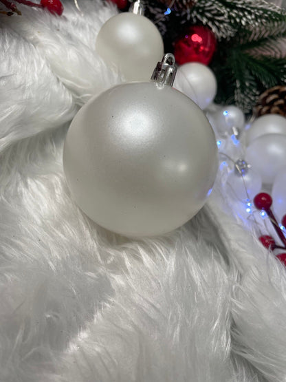 Set globuri de Craciun, 37 bucati, 3-8cm, alb perla