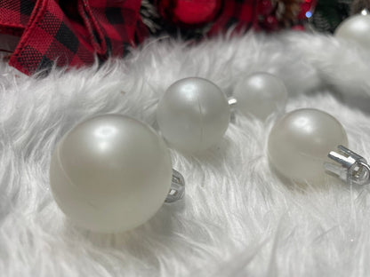 Set globuri de Craciun, 37 bucati, 3-8cm, alb perla