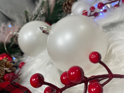 Set globuri de Craciun, 37 bucati, 3-8cm, alb perla