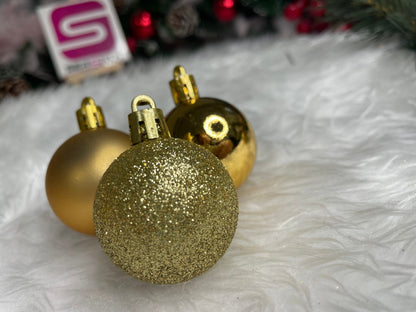 Set globuri de Craciun, 20 bucati, 3 modele, 4cm, auriu
