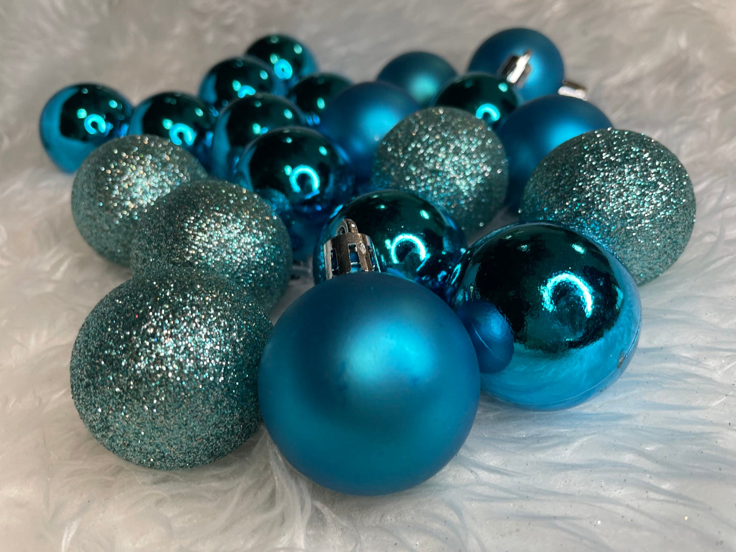 Set globuri de Craciun, 20 bucati, 3 modele, 4cm, albastru