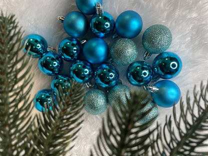 Set globuri de Craciun, 20 bucati, 3 modele, 4cm, albastru