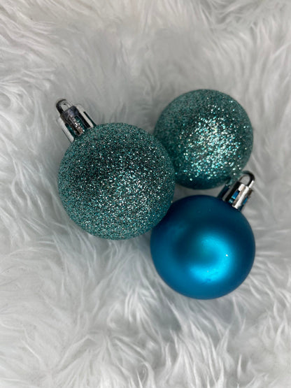 Set globuri de Craciun, 20 bucati, 3 modele, 4cm, albastru