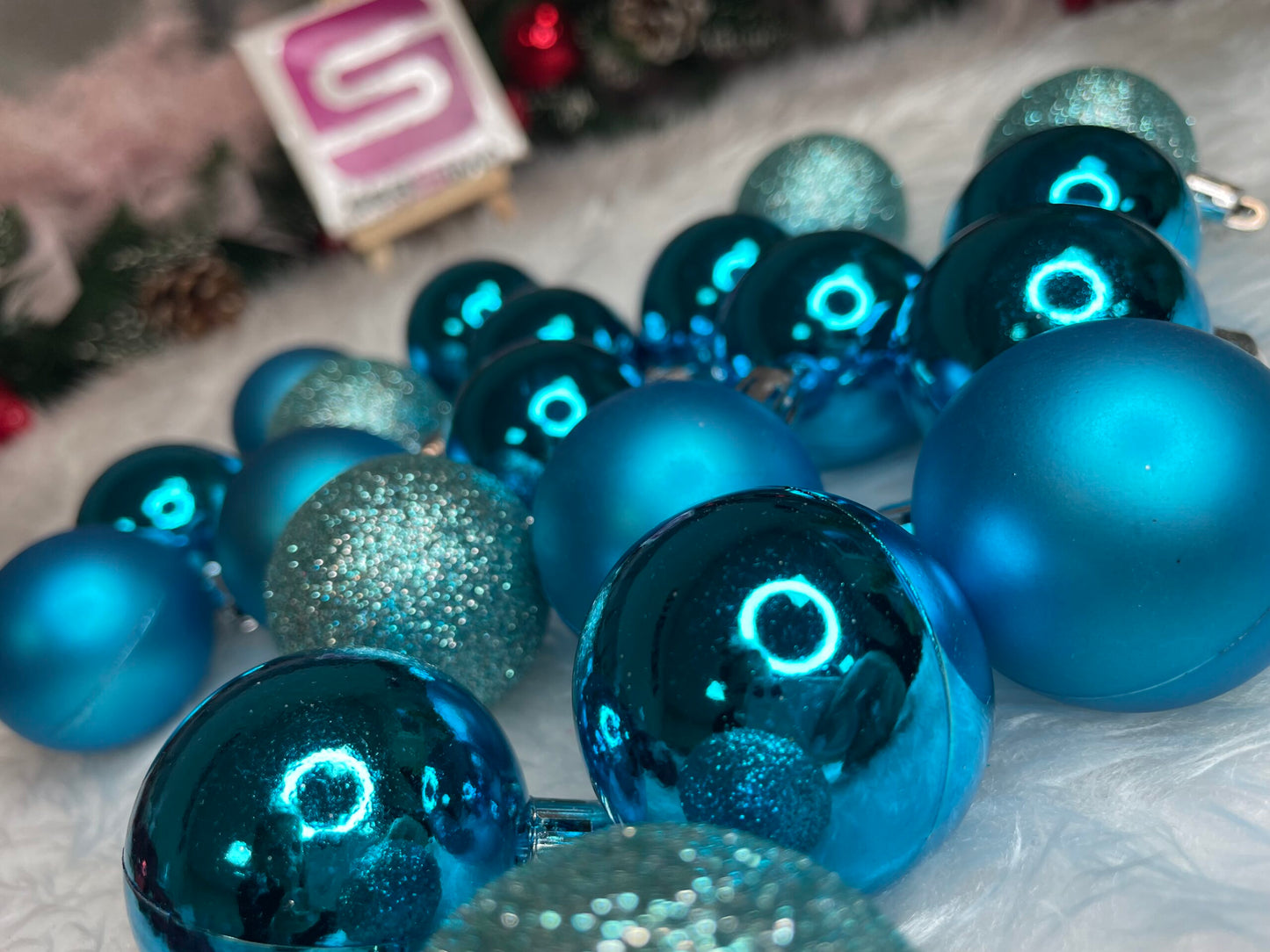 Set globuri de Craciun, 20 bucati, 3 modele, 4cm, albastru