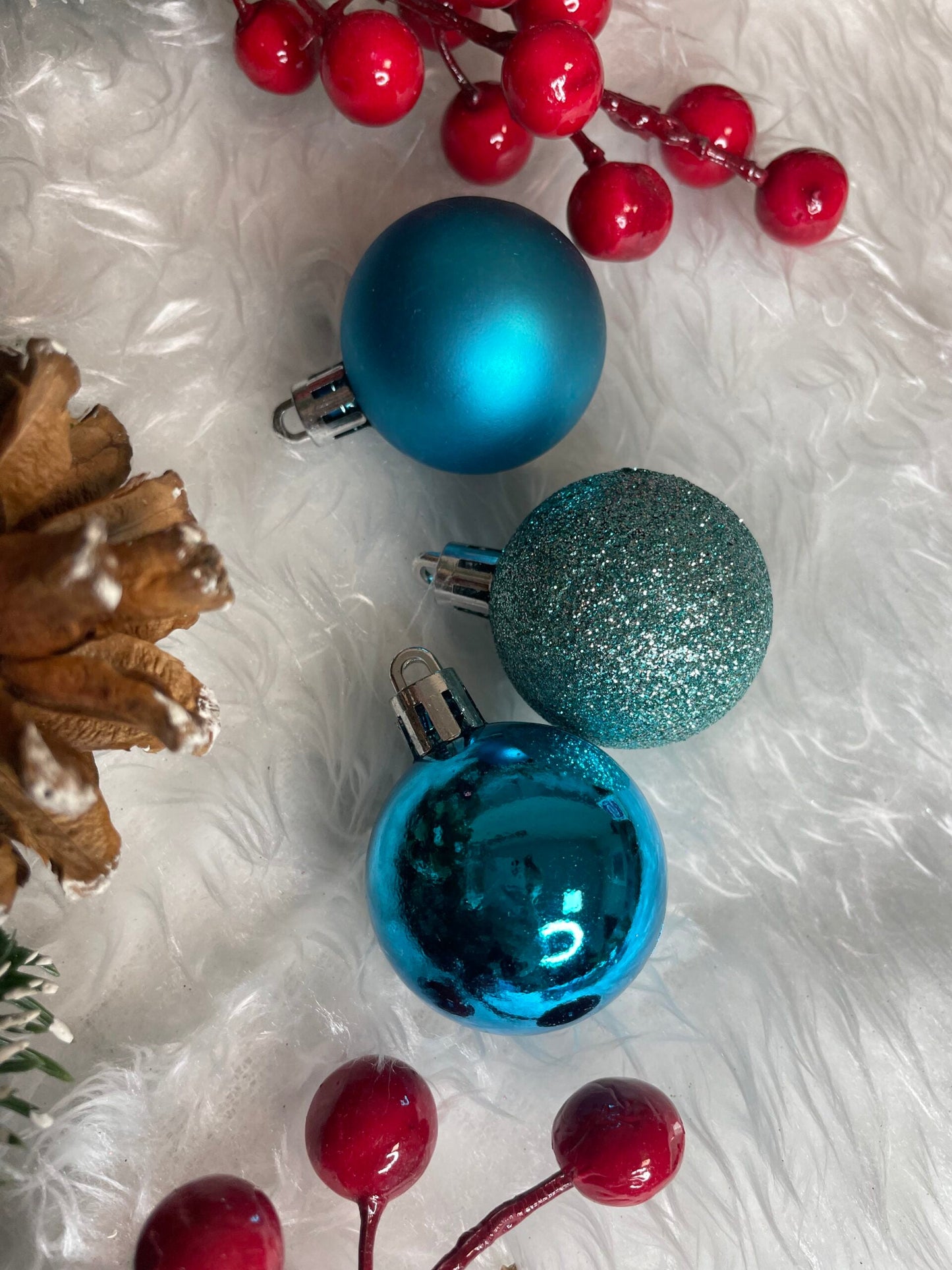 Set globuri de Craciun, 20 bucati, 3 modele, 4cm, albastru