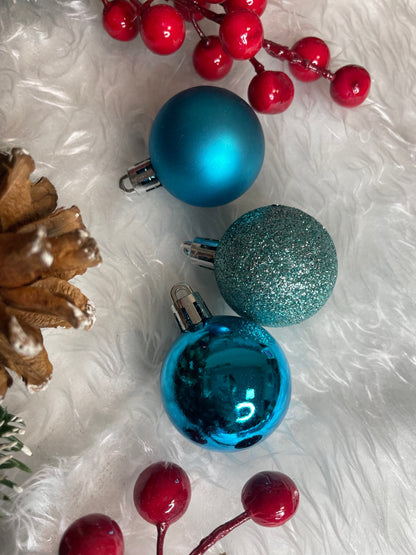 Set globuri de Craciun, 20 bucati, 3 modele, 4cm, albastru