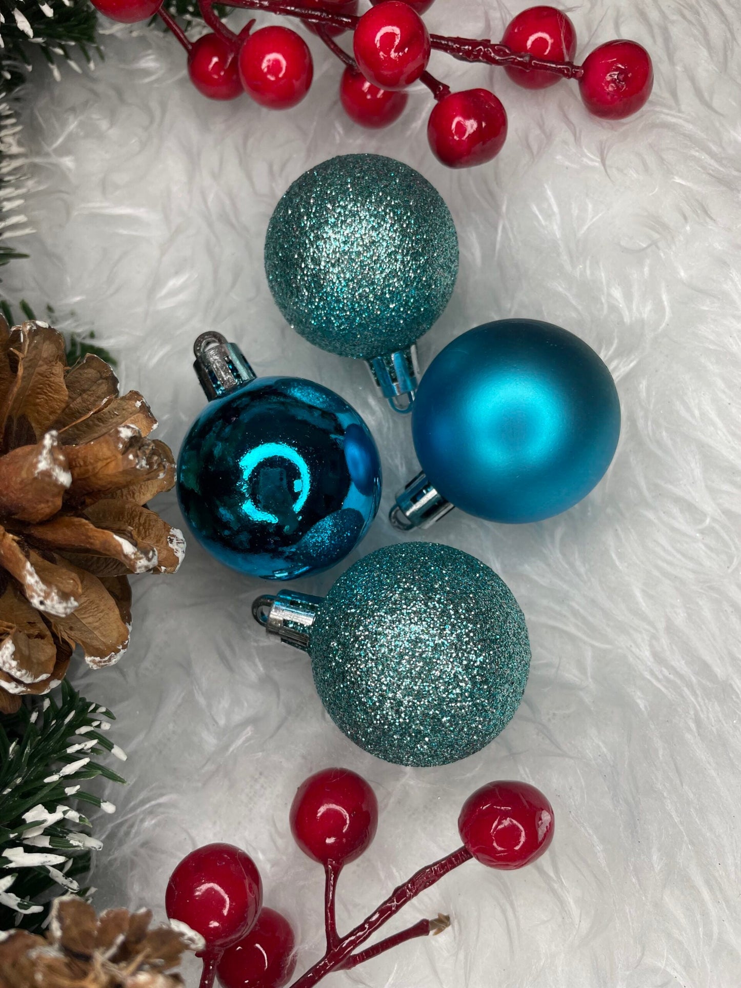 Set globuri de Craciun, 20 bucati, 3 modele, 4cm, albastru