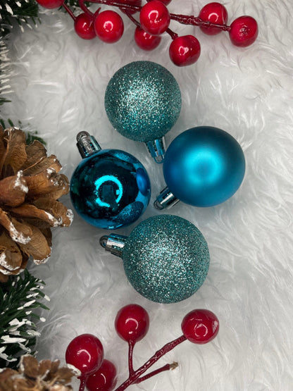 Set globuri de Craciun, 20 bucati, 3 modele, 4cm, albastru