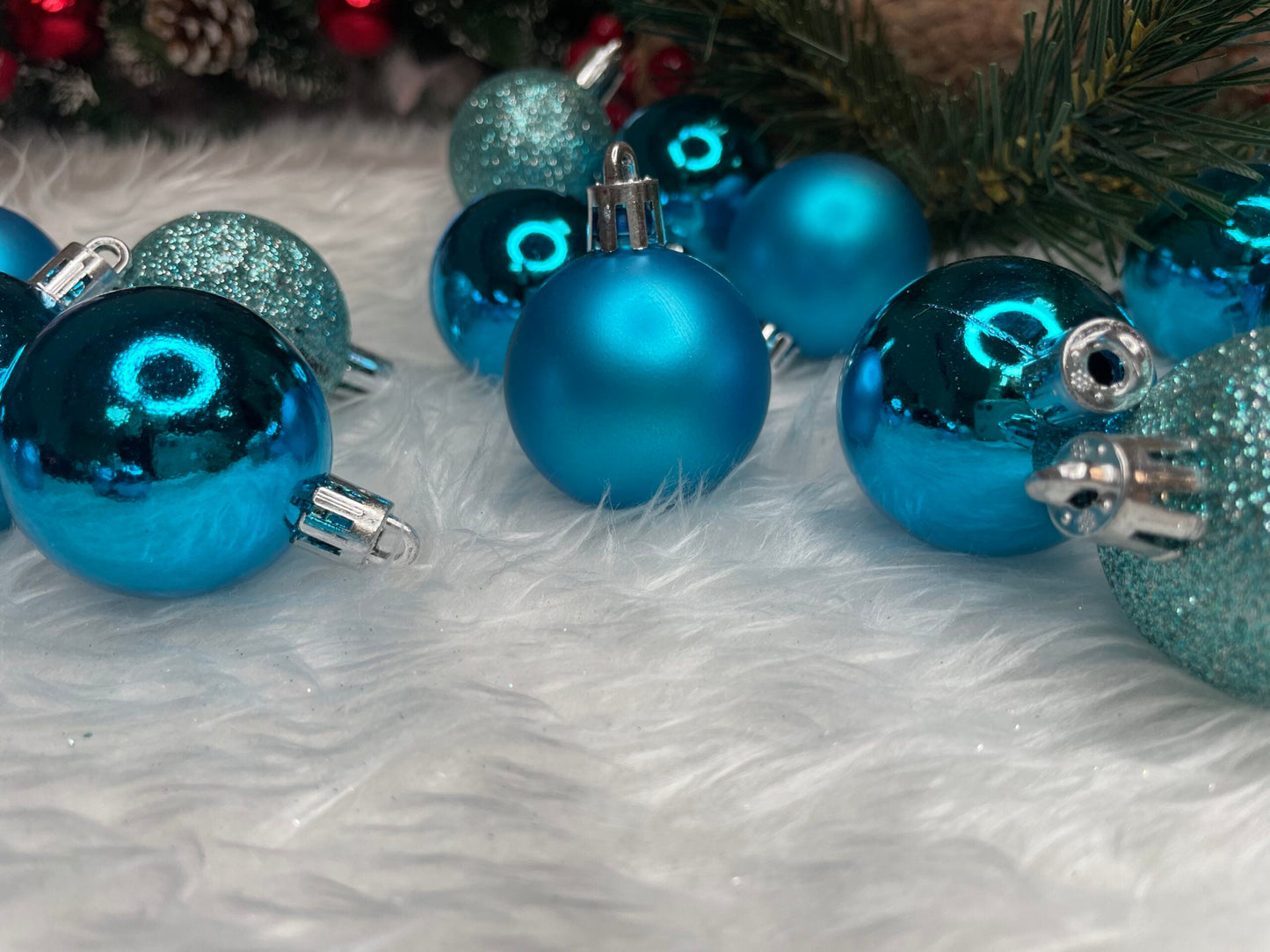 Set globuri de Craciun, 20 bucati, 3 modele, 4cm, albastru