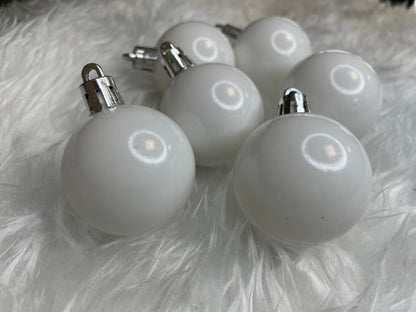 Set globuri de Craciun, 20 bucati, 3 modele, 4cm, alb