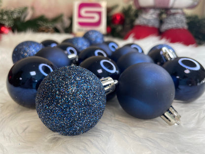 Set globuri de Craciun, 20 bucati, 3 modele, 4cm, albastru inchis