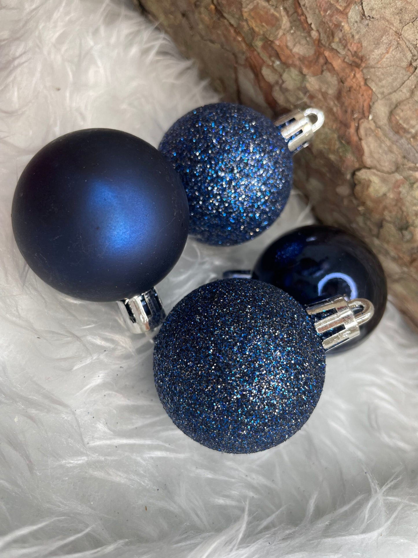 Set globuri de Craciun, 20 bucati, 3 modele, 4cm, albastru inchis