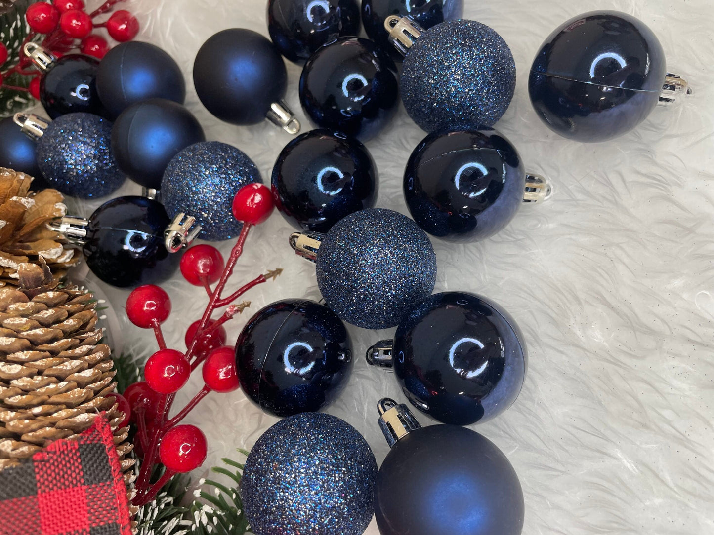 Set globuri de Craciun, 20 bucati, 3 modele, 4cm, albastru inchis