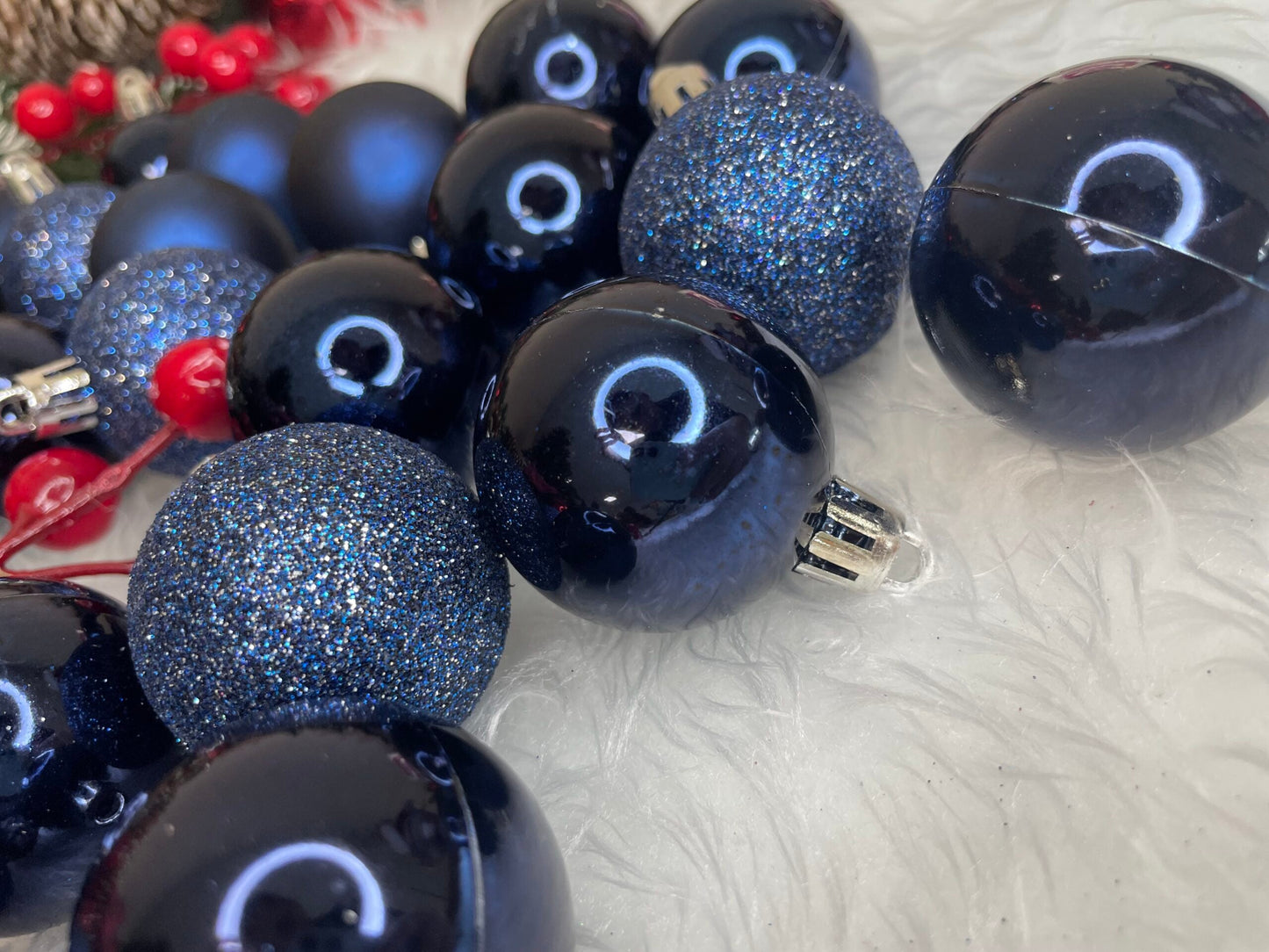 Set globuri de Craciun, 20 bucati, 3 modele, 4cm, albastru inchis
