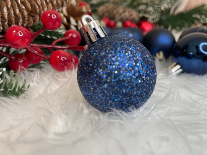 Set globuri de Craciun, 20 bucati, 3 modele, 4cm, albastru inchis